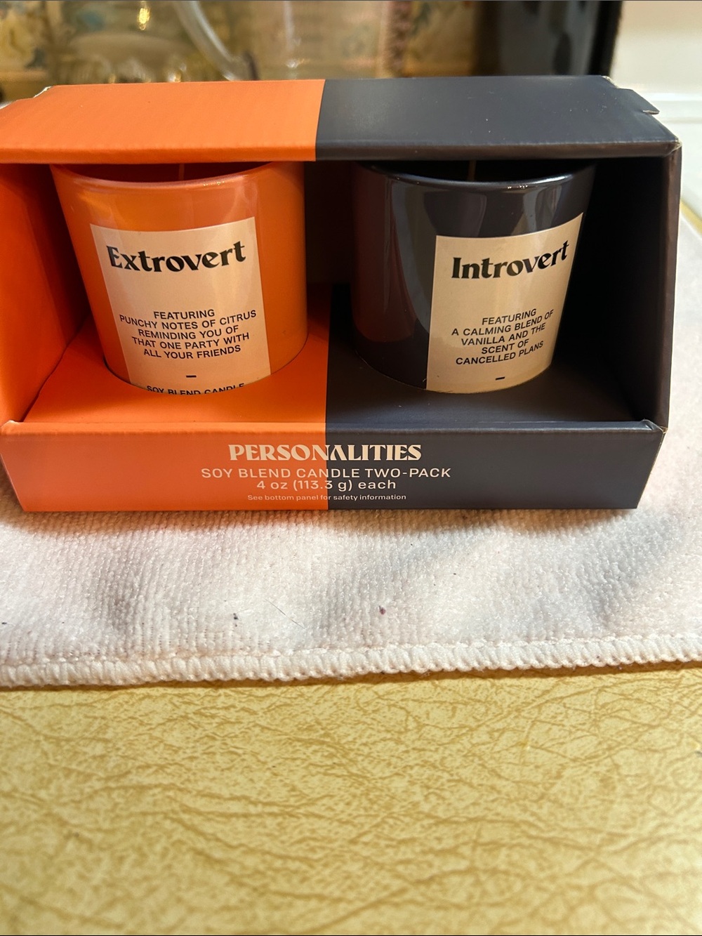 Extrovert & Introvert Orange and Black Scented Candle Two-Pack
